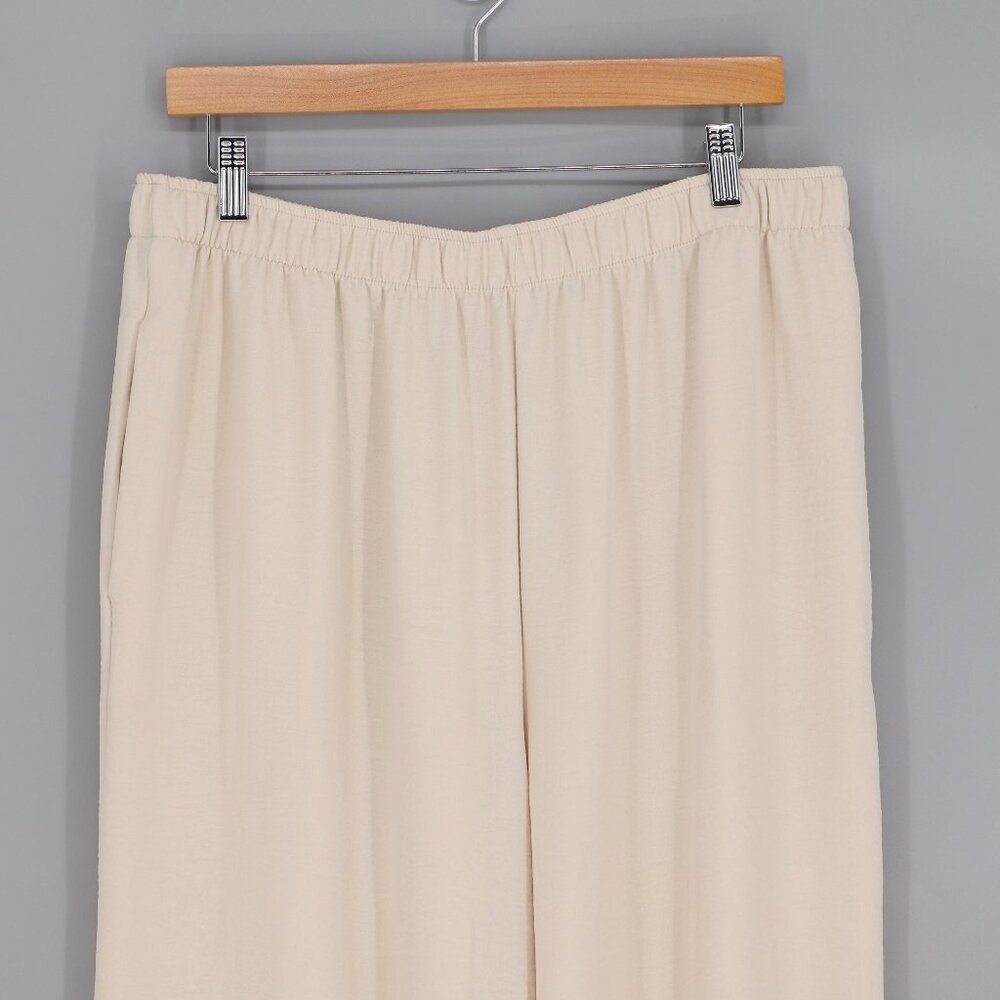 IC COLLECTION Cream Beige Elastic Waist Wide Leg Pants Size XXL - Picture 3 of 7